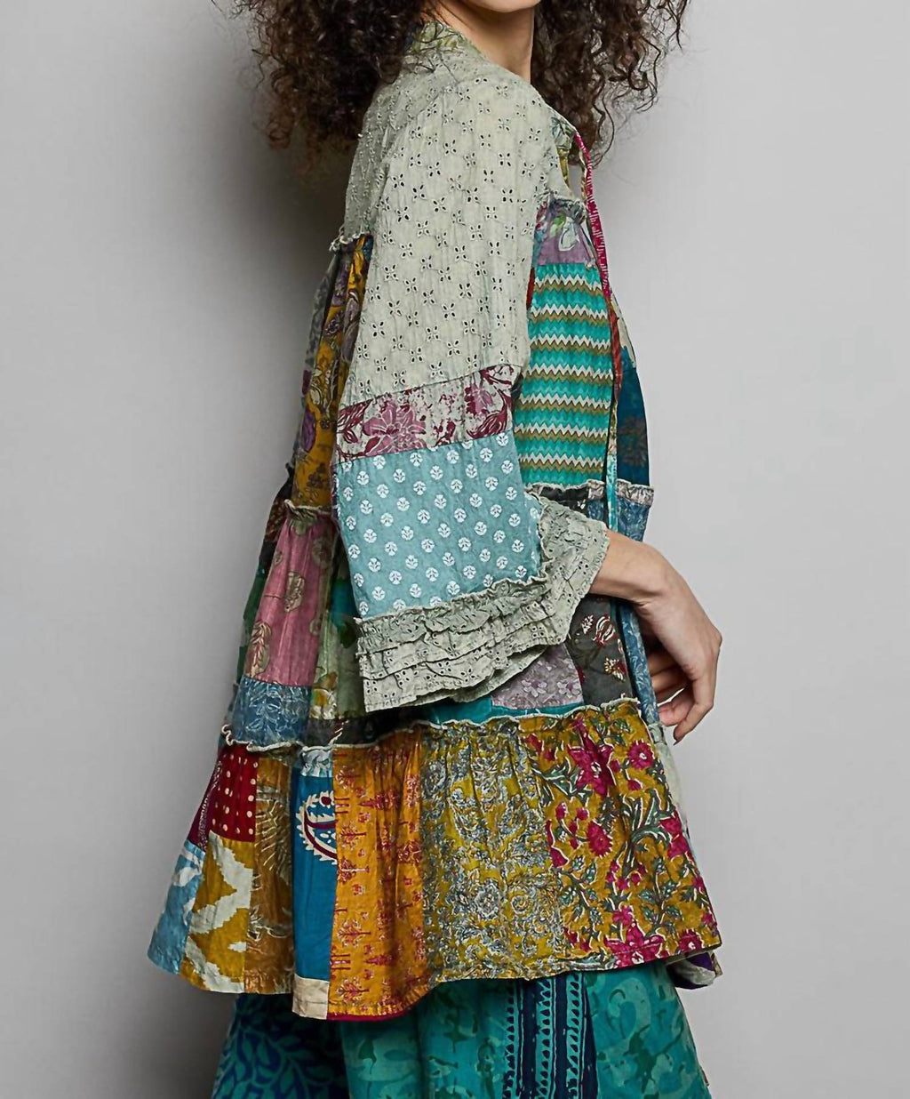 Pol - One Of A Kind Patch Work Tunic Top