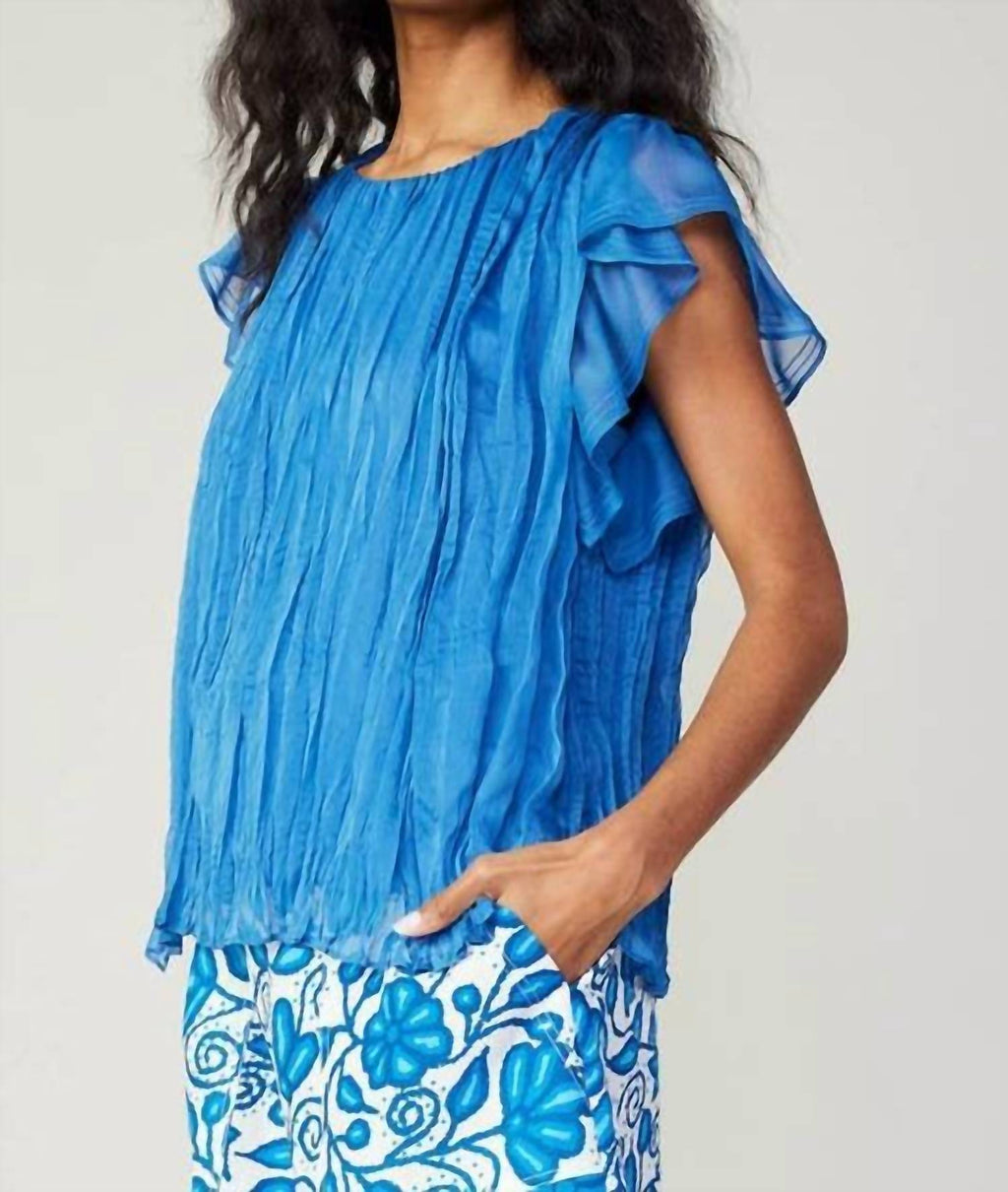 Current Air - Flutter Short Ruffle Sleeve Crinkle Top