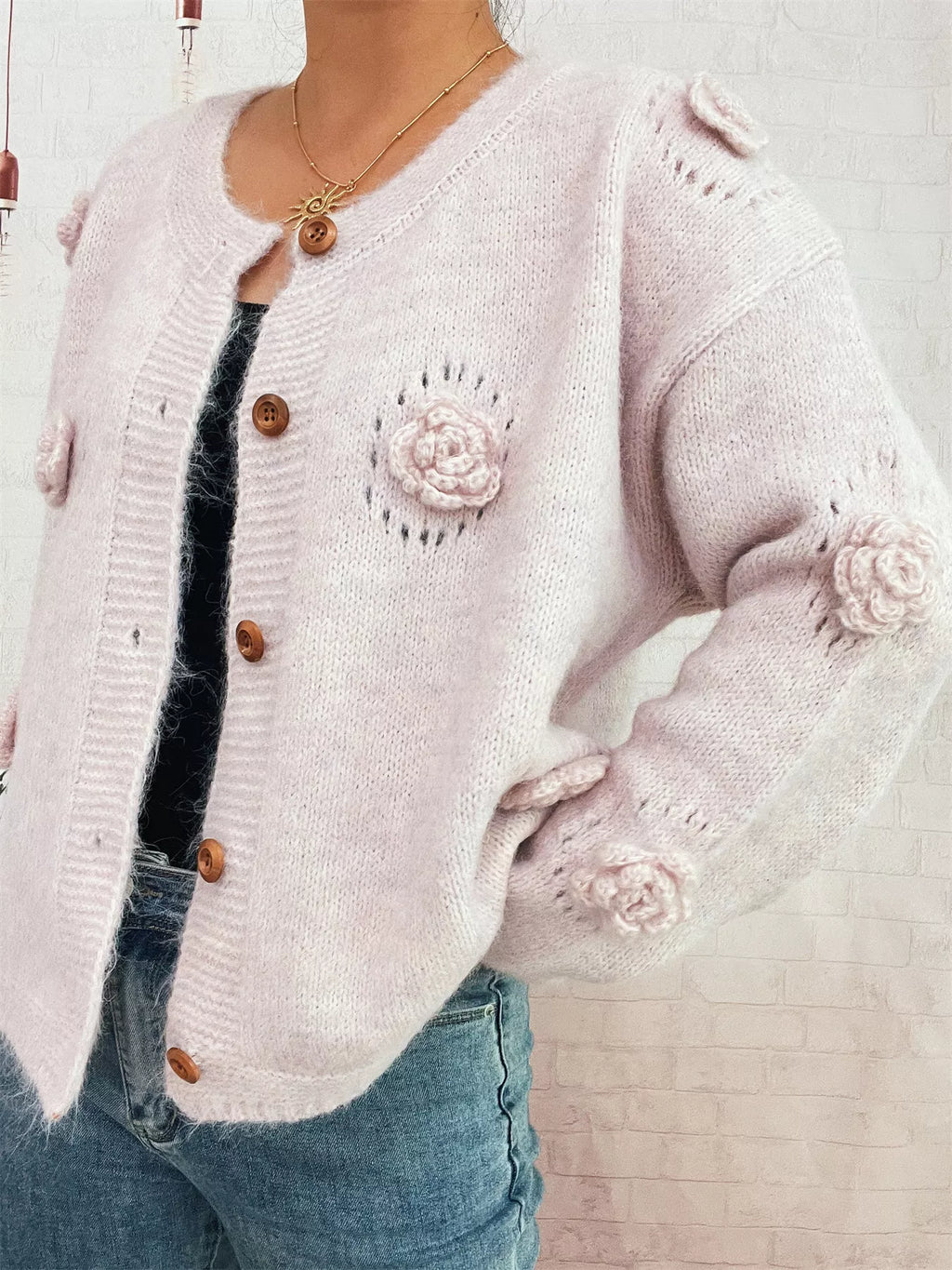 Flower Button-Up Cardigan