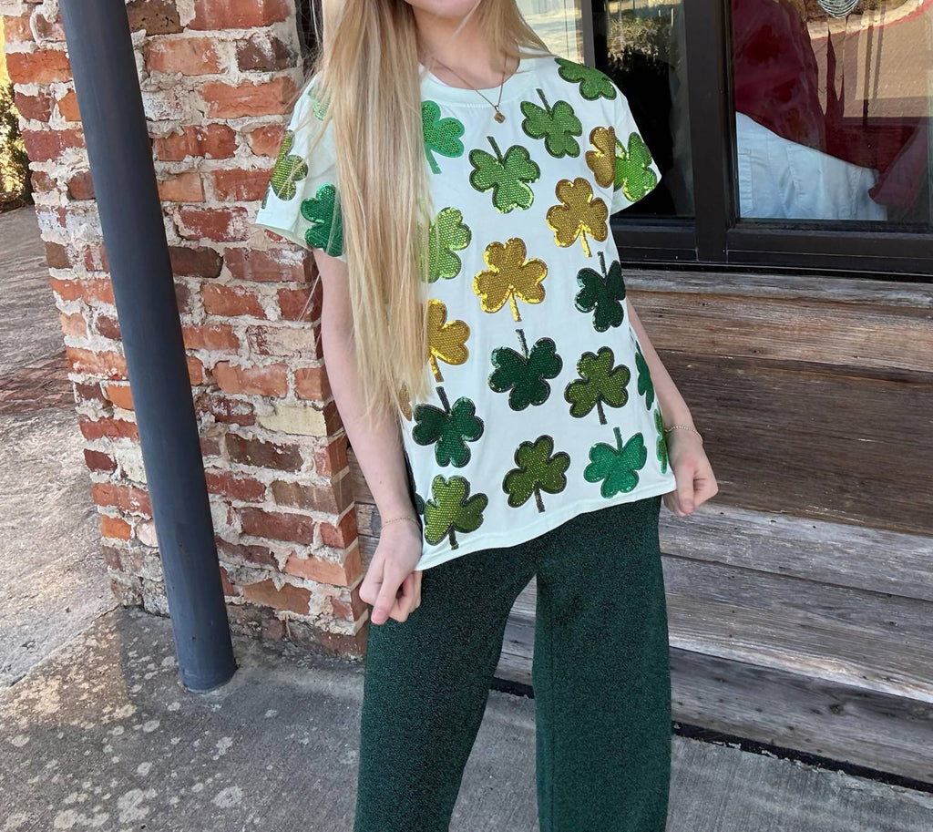 Queen Of Sparkles - Rhinestone Shamrock Tee