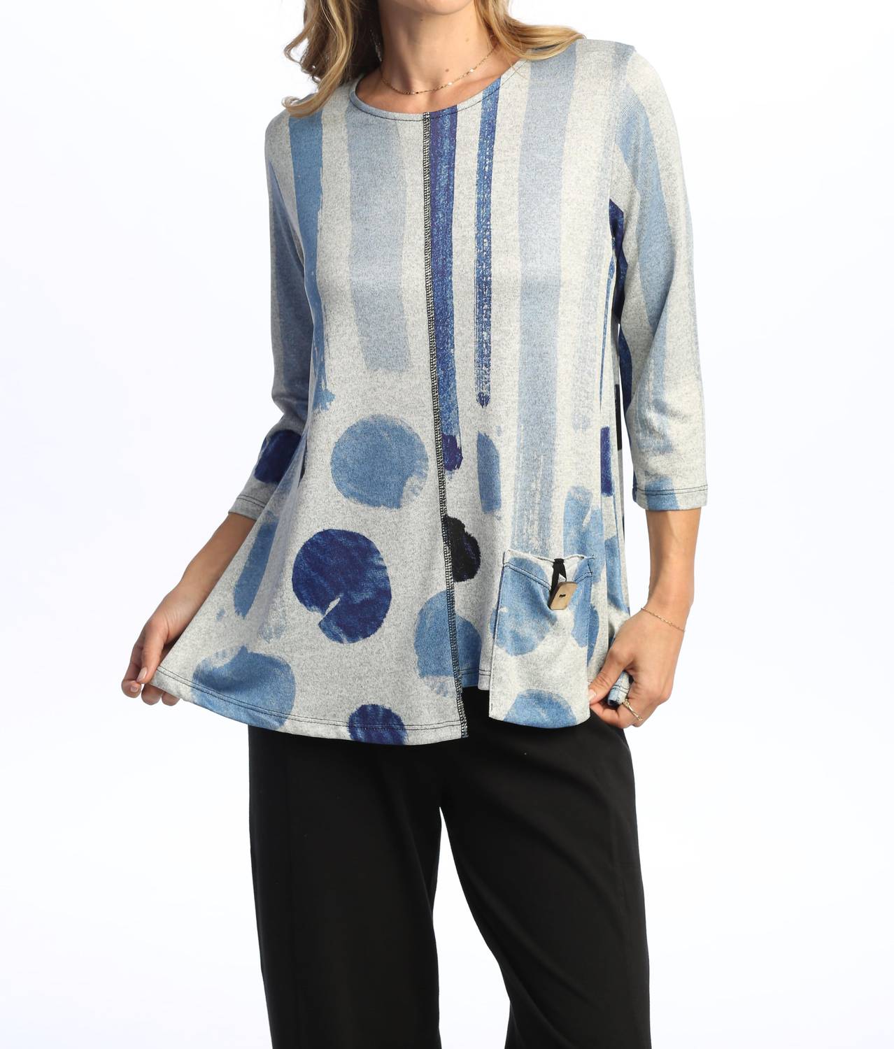 Jess & Jane - Sandra Fine Knit Contrast Seam Top