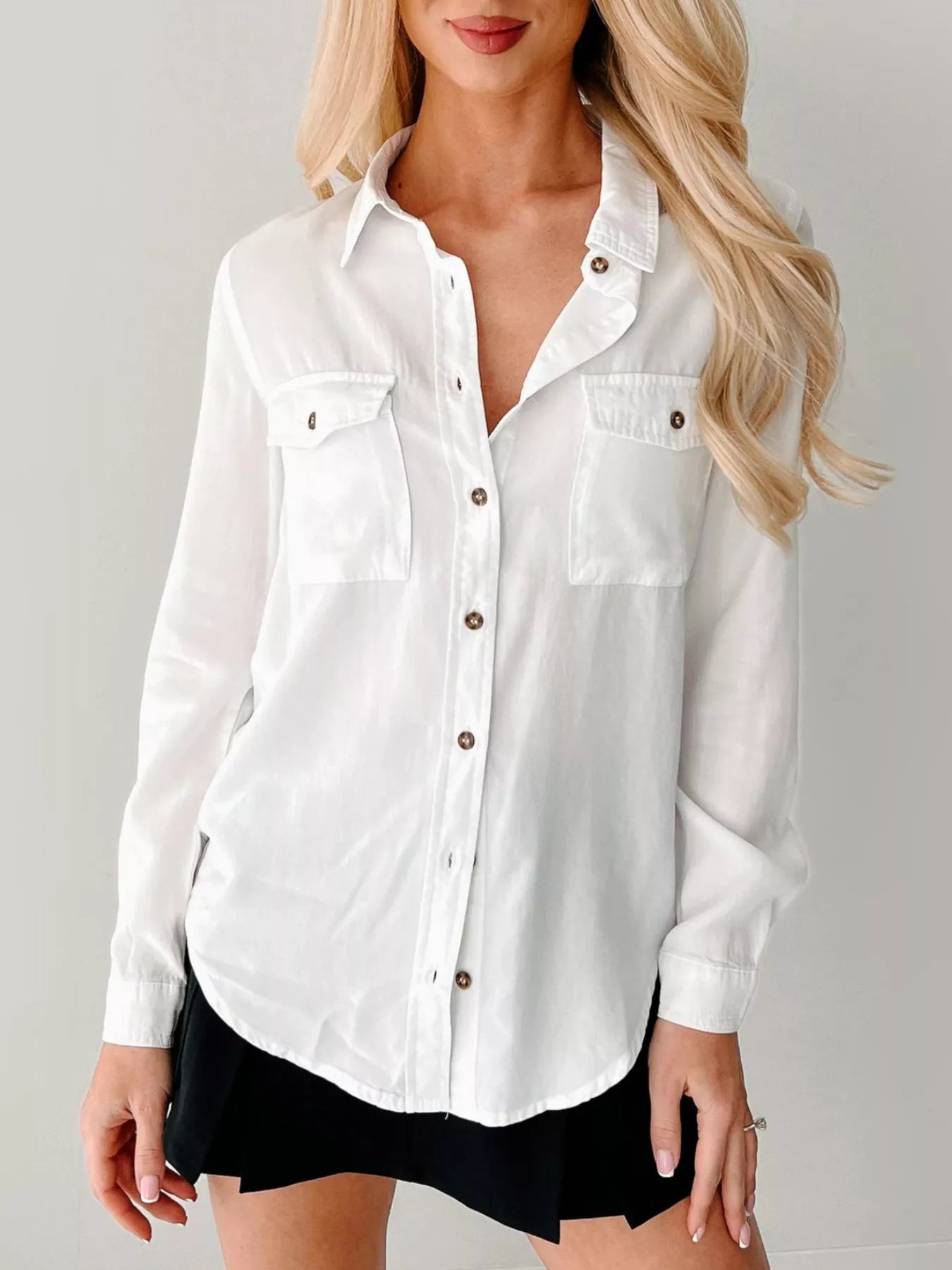 Button-Down Collared Neck Denim Shirt