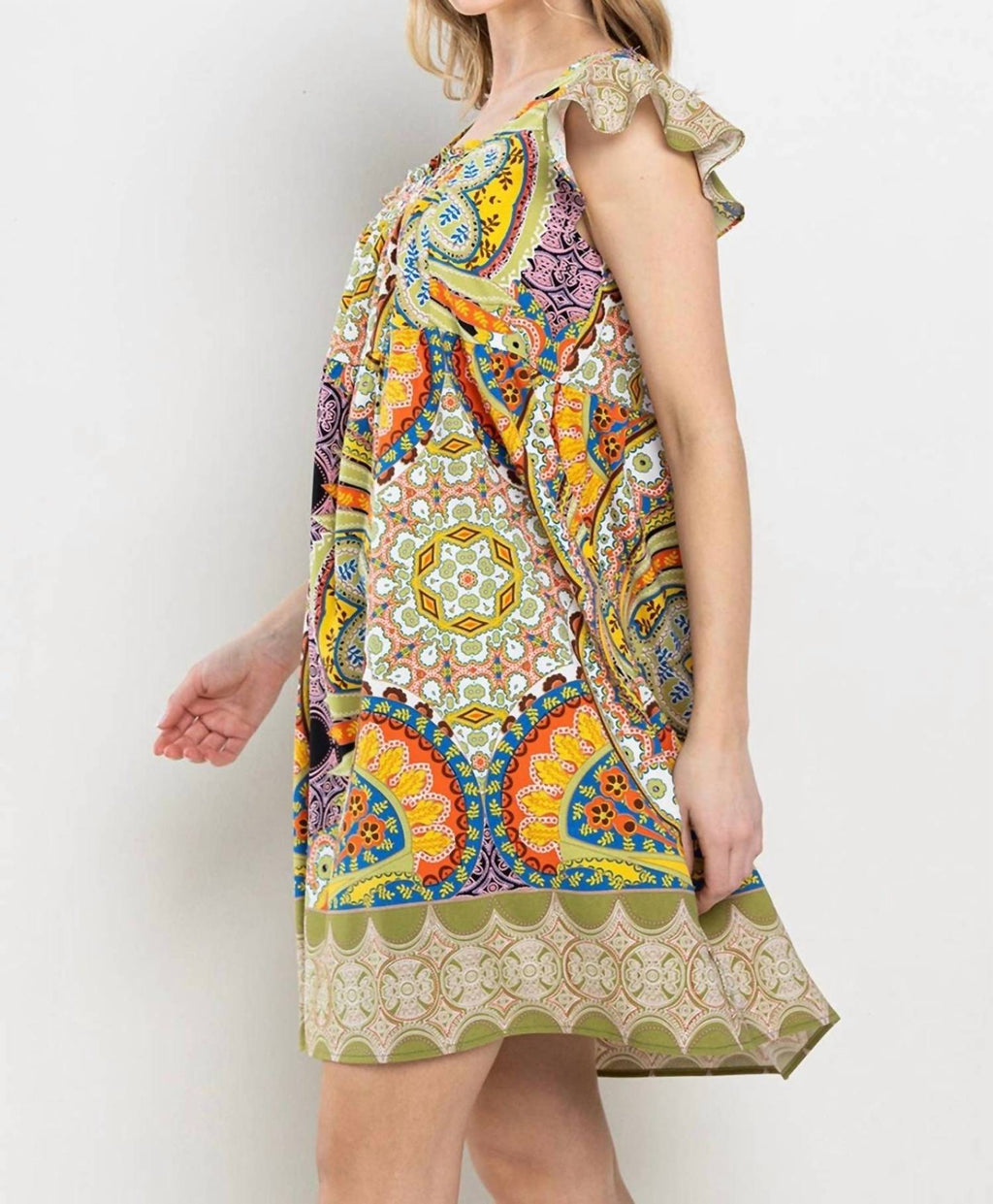 Ces Femme - Smocked Squared Neck Dress