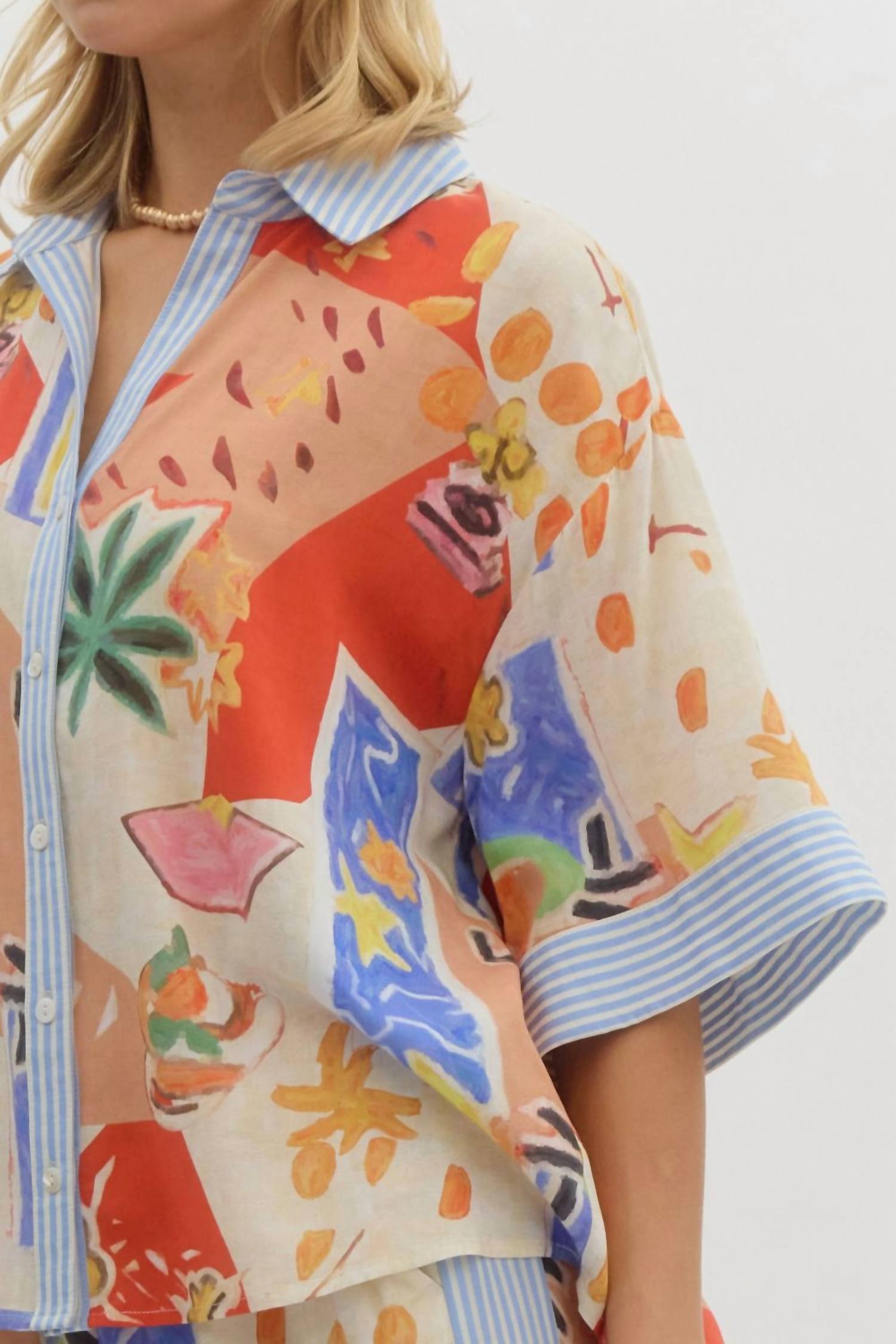 Entro - Valentina Button Front Top Top