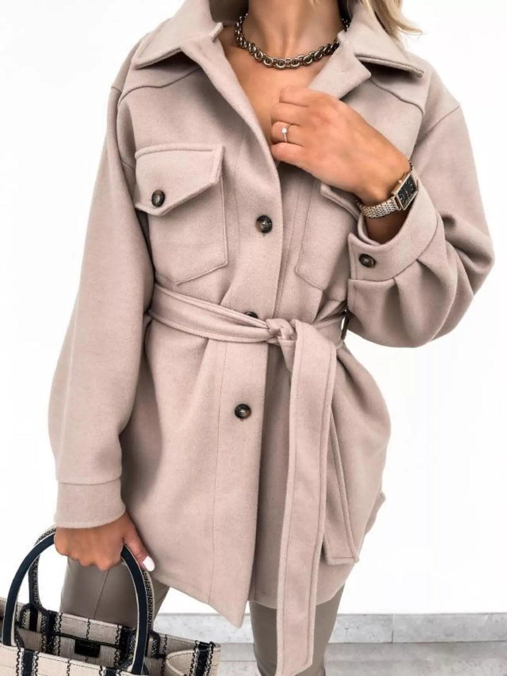 Button-Down Tie Waist Coat