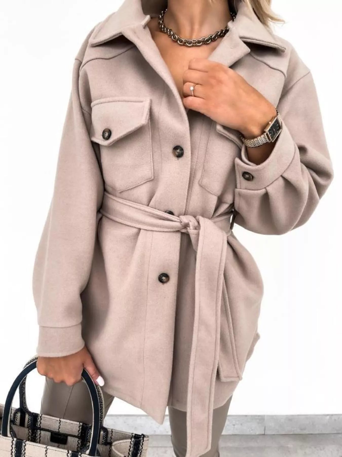 Button-Down Tie Waist Coat