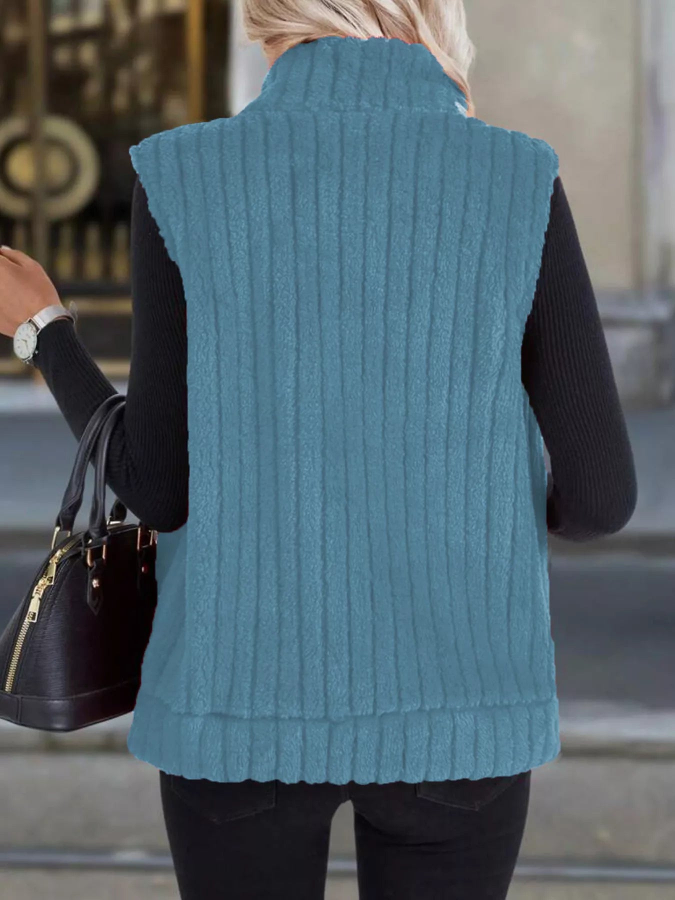 Full Size Fleece Zip-Up Vest Coat Plus Size